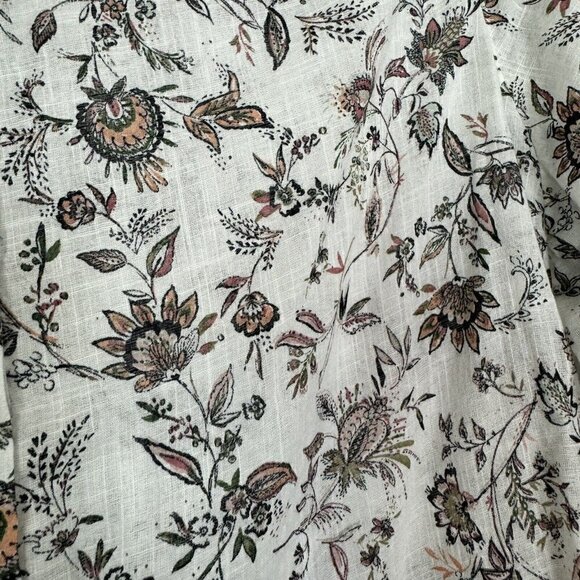 J. Jill Long Sleeve Semi Sheer Floral Button Down Gauze Material White Small - Picture 3 of 6
